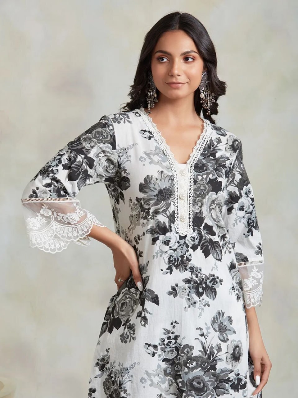 Kurta Palazzo Set - Cotton Fabric, Sizes S-m-l-xl-xxl, White Color | Comfortable, Elegant, Trendy, Versatile With Embroidery