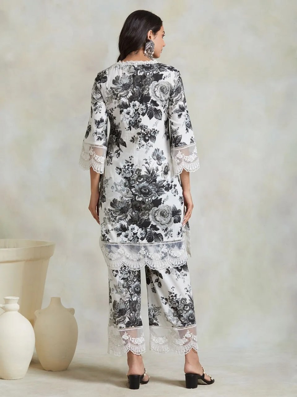 Kurta Palazzo Set - Cotton Fabric, Sizes S-m-l-xl-xxl, White Color | Comfortable, Elegant, Trendy, Versatile With Embroidery