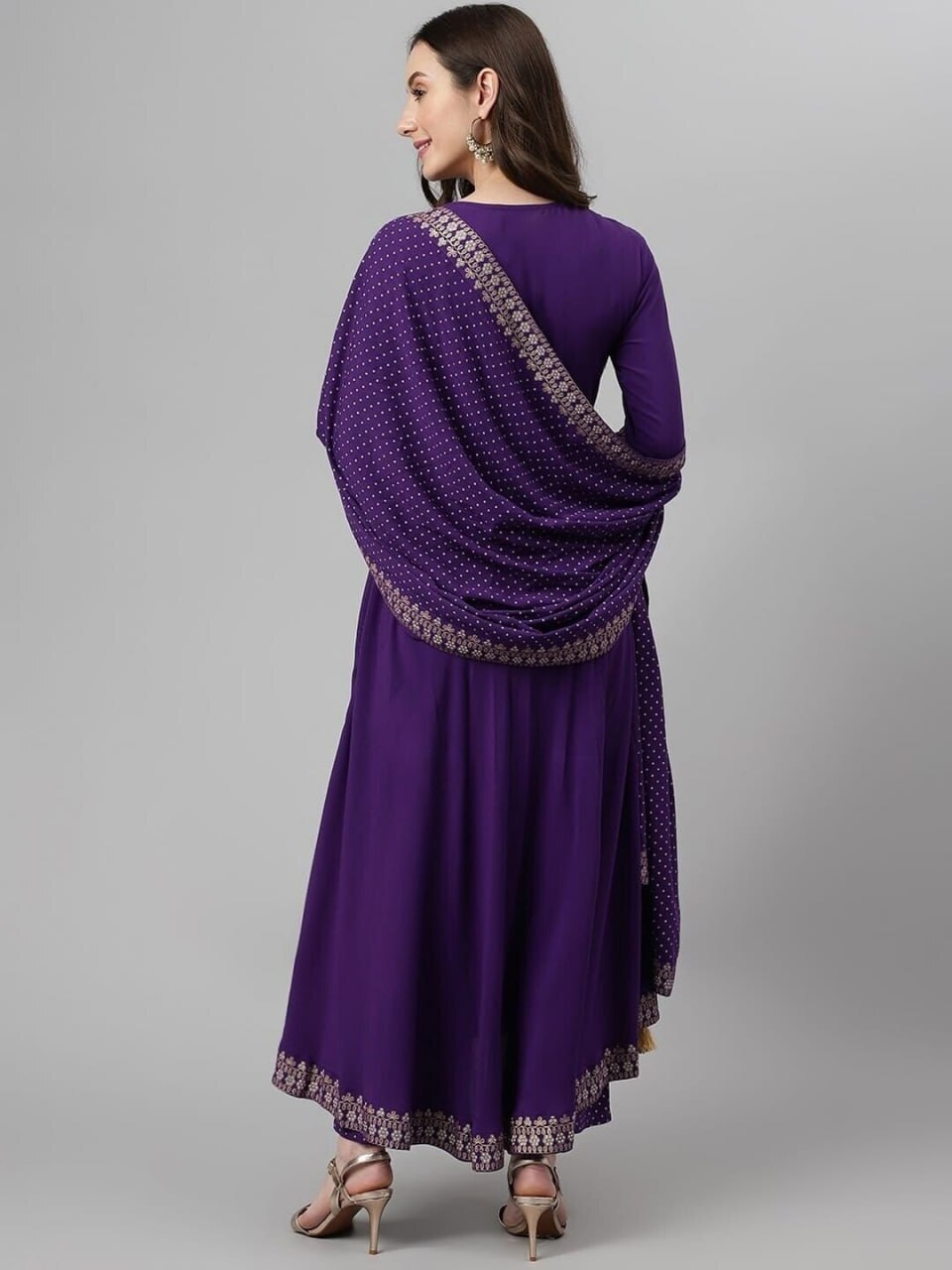 Side Bottom Kurta - Rayon Fabric, Sizes S-m-l-xl-xxl, Purple Color | Stylish 3-piece Set With Embroidery And Block Print Detail