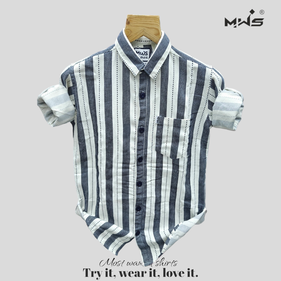 Stripe Shirts - Cotton Blend, Classic Fit For Male Wearers, Stylish Striped Design