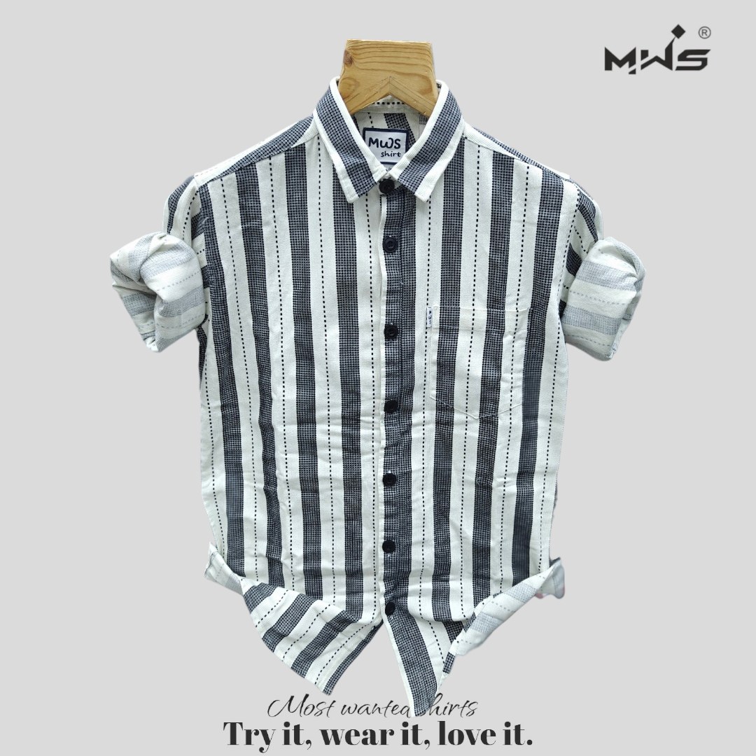 Stripe Shirts - Cotton Blend, Classic Fit For Male Wearers, Stylish Striped Design