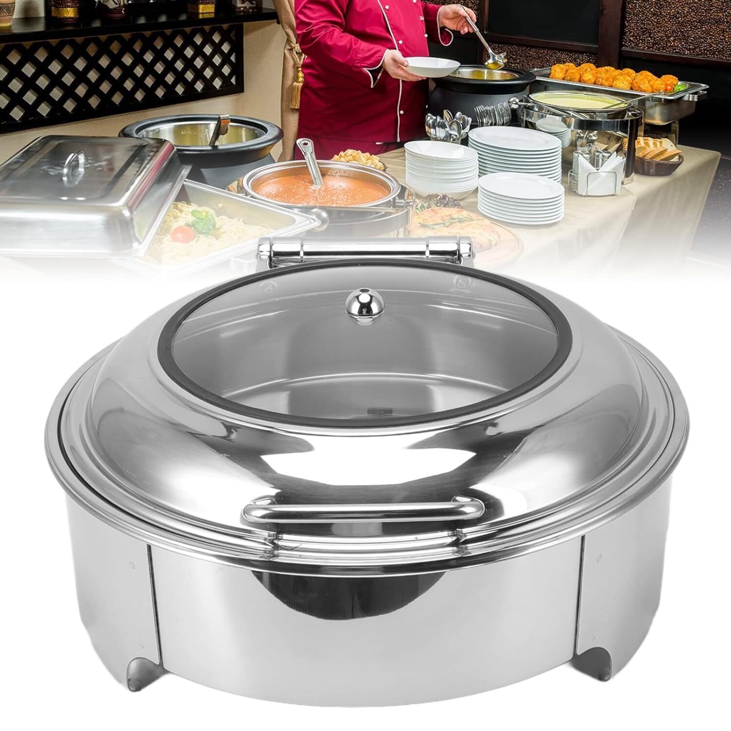 Roll Top Chaffing Dishes - Color: Sliver