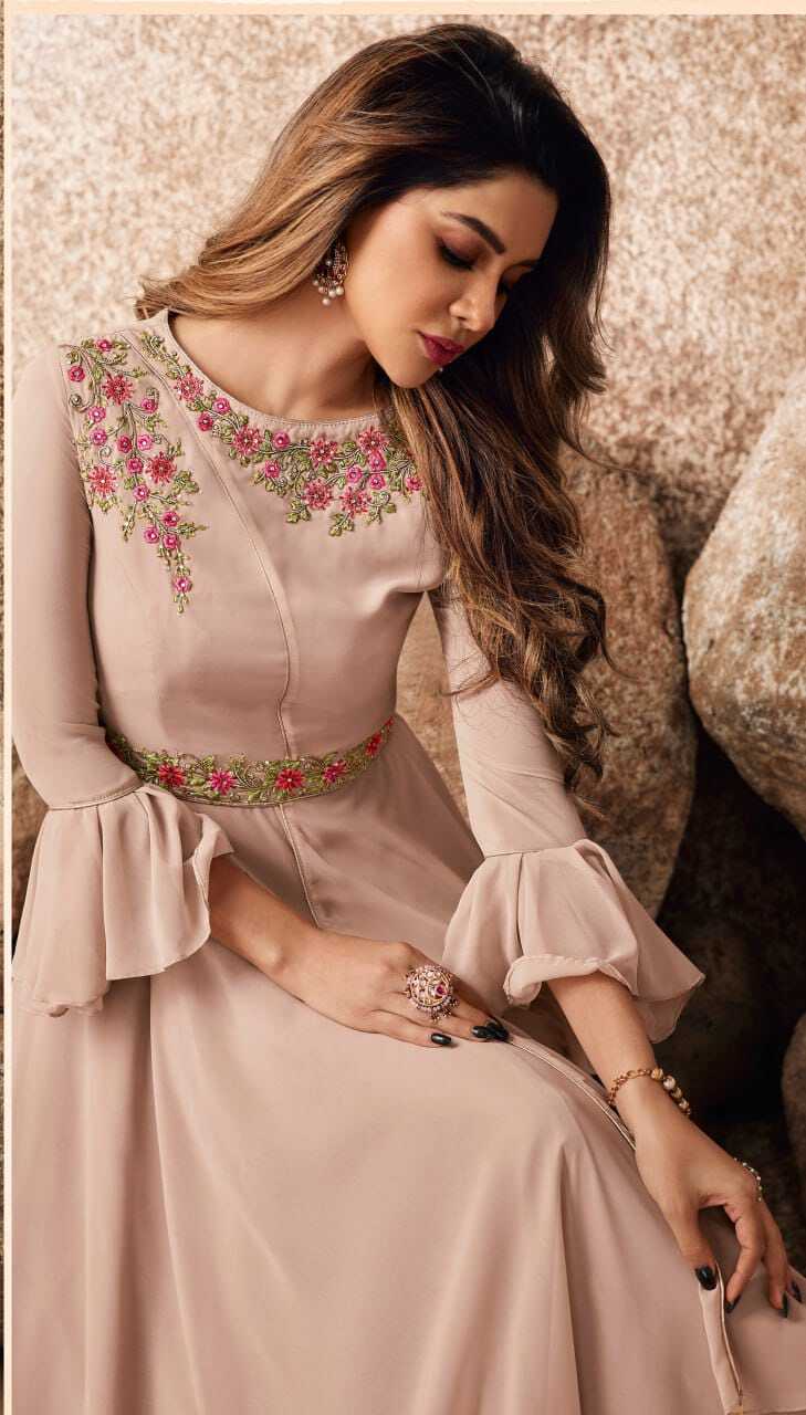 a line indo western dress Indo-western dress for ladies with one-shoulder jacket