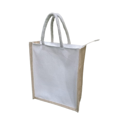 Jute Bag 4 - 12x14x4 Inches | 100% Biodegradable, Eco-friendly Jute Material, Zipper Top, Plain White & Natural Jute, Ideal For Advertising & Shopping