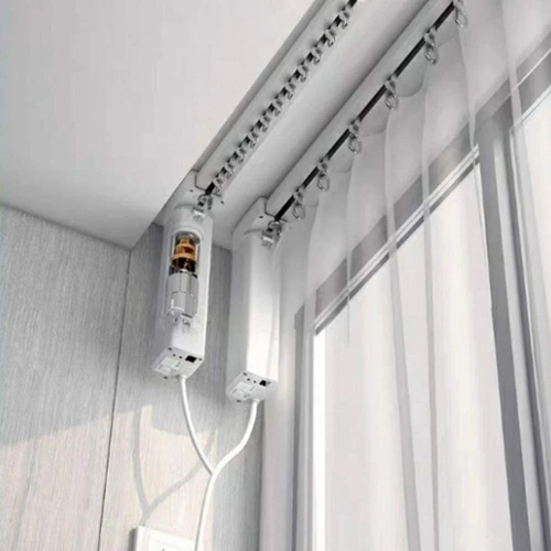 White Motorized Side Shifting Curtains System