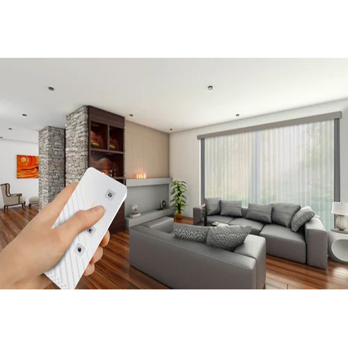 White Remote Control Curtain