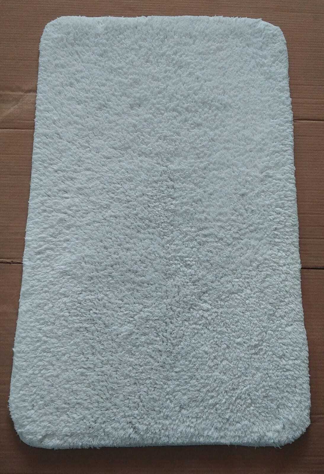 Hotel Round Corner Bath Rug - Cotton, 60x90 Cm, White | Hot Melt Latex Backing, Anti-slip, Quick Drying, Washable, Water Absorbent, Modern European Design