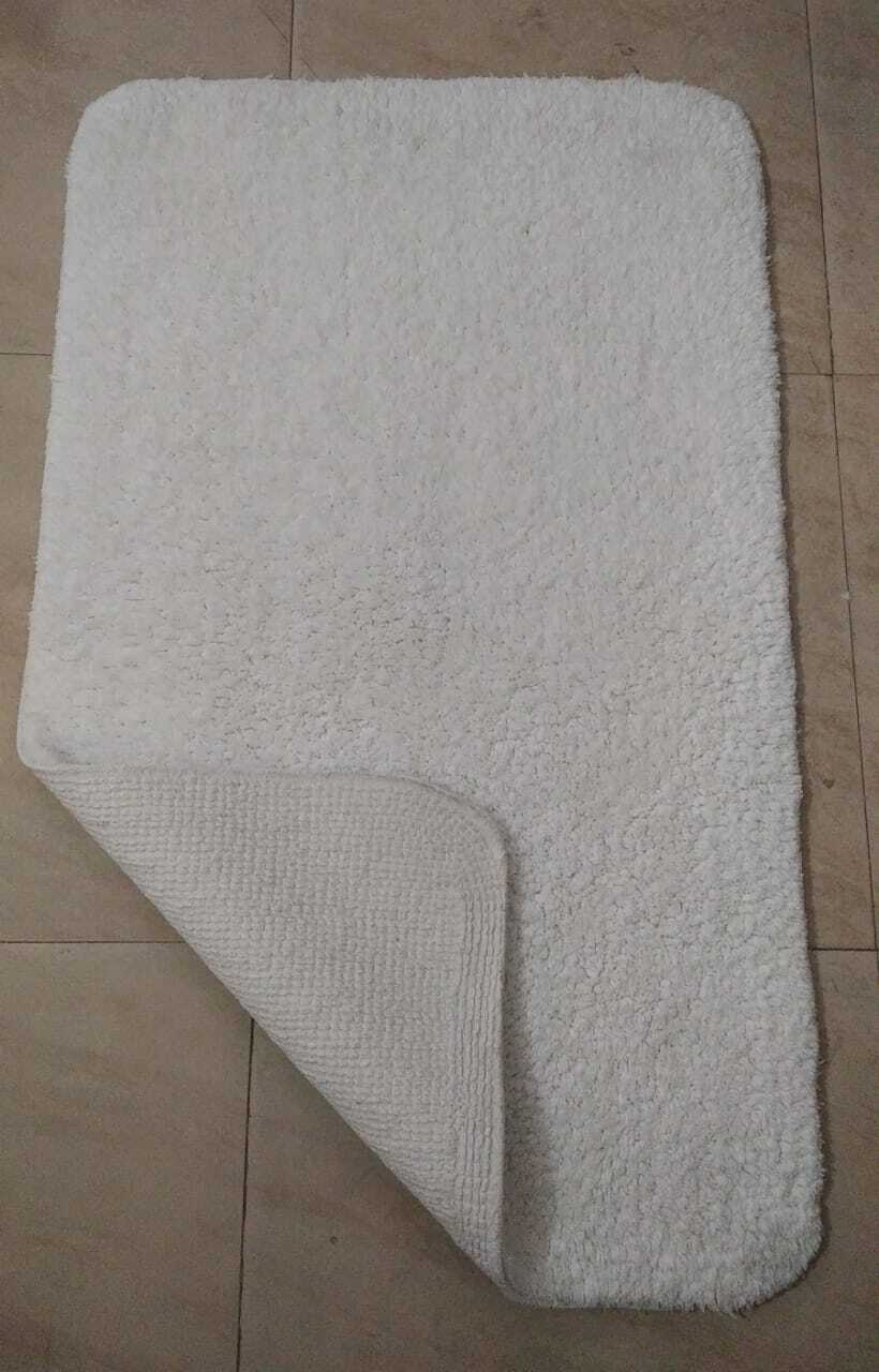 Hotel Round Corner Bath Rug Cotton, 60x90 Cm, White Hot Melt