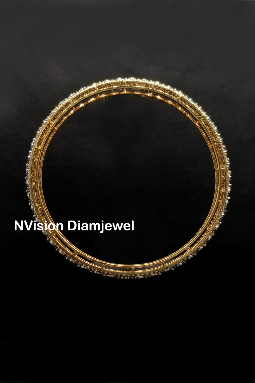 Miracle Plate Tikli Setting Natural Diamond Etnic Bangle - Diamond Carat Weight: 3.49 Carat
