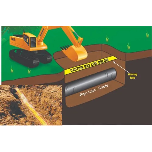 Underground Caution Tape - Non-Adhesive Printed Polyethylene, 50mm to 500mm Width, Yellow, Green, Orange, Red, White Colors, Ideal for Underground Warning