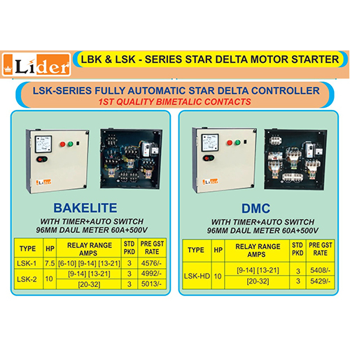 Bakelite Fully Automatic Star Delta Motor Starter Panel Dimension (L*w*h): As Per Available Millimeter (Mm)
