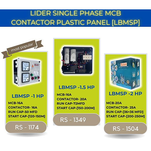 Lbmsp 1.5 Hp Mcb Contactor Plastic Panel Dimension (L*w*h): As Per Available Millimeter (Mm)