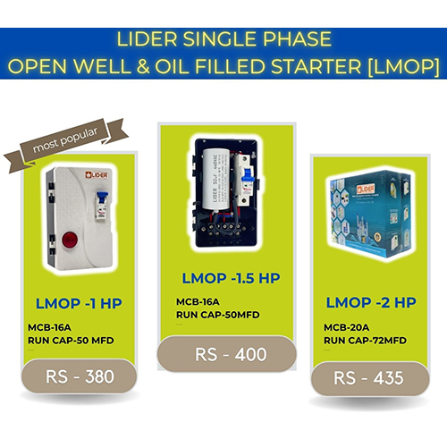Lmop 1.5 Hp Open Well And Oil Filled Starter Panel - 220 Volt, Black Surface Color | Compact Design, Warranty Included