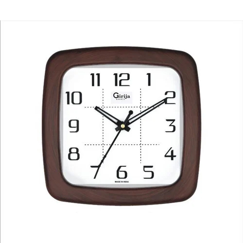 Square Plastic Wall Clock - 8 Inches, Customized Color Options, Reliable Quartz Movement, Polished Surface Finish