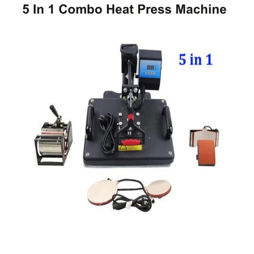 5 In 1 Combo Heat Press Machine - Steel Build, Customized Size | Semi-Automatic, Frequency Speed Control, Warranty Included