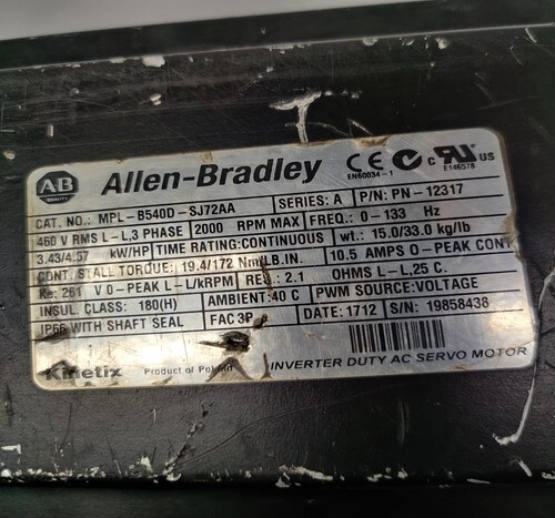 Allen-bradley Mpl-b540d-sj72aa Servo Motor - High Precision Motor, 540w Output Power, Compact Size For Enhanced Performance | Versatile Application Compatibility, Energy Efficient Operation