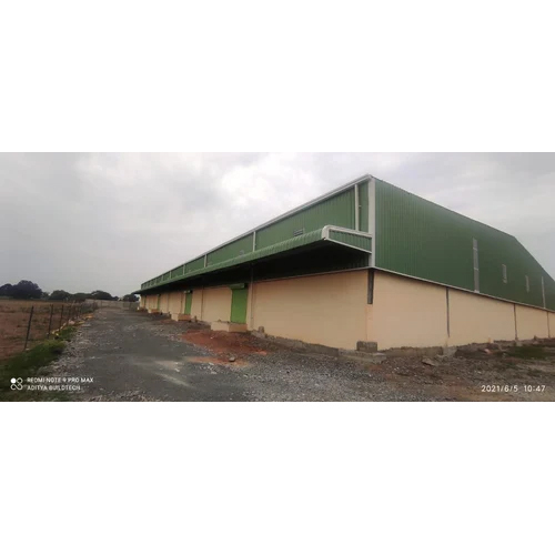 Industrial Prefabricated Building - Steel Material, Custom Dimensions - Long Life, Green Color For Warehouse And Workshop Use