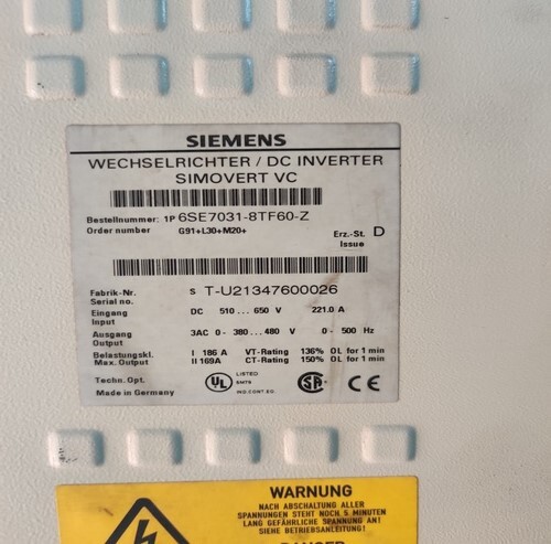 Siemens 6se7031-8tf60-z Wechselrichter/dc Inverter Simovert Vc - Durable Industrial Design , High Efficiency Performance , Compact Profile