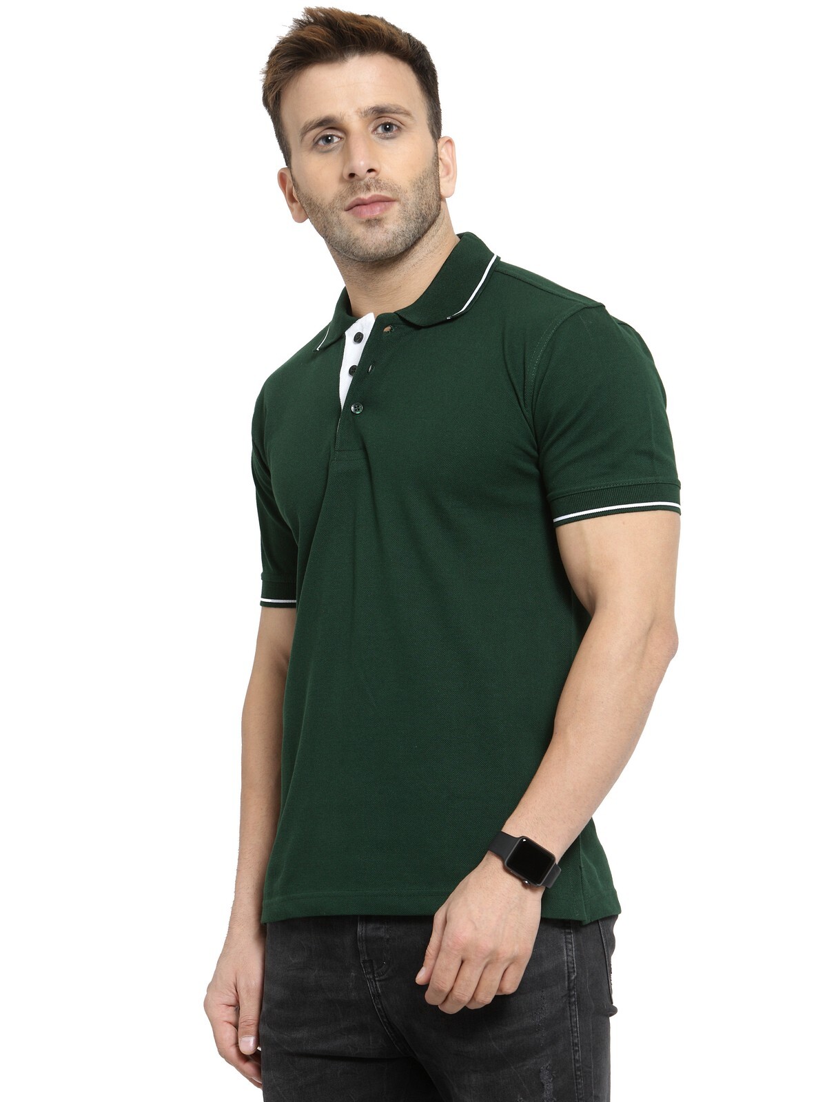 Pure Cotton Polo Neck T-shirt - Men's Solid Grey | Unisex, Comfortable, Customizable Logo