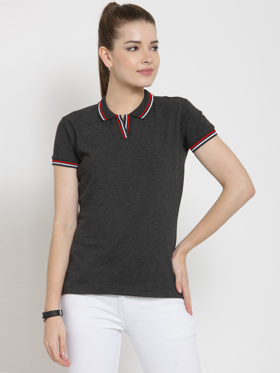 Pure Cotton Polo Neck T-shirt - Men's Solid Grey | Unisex, Comfortable, Customizable Logo