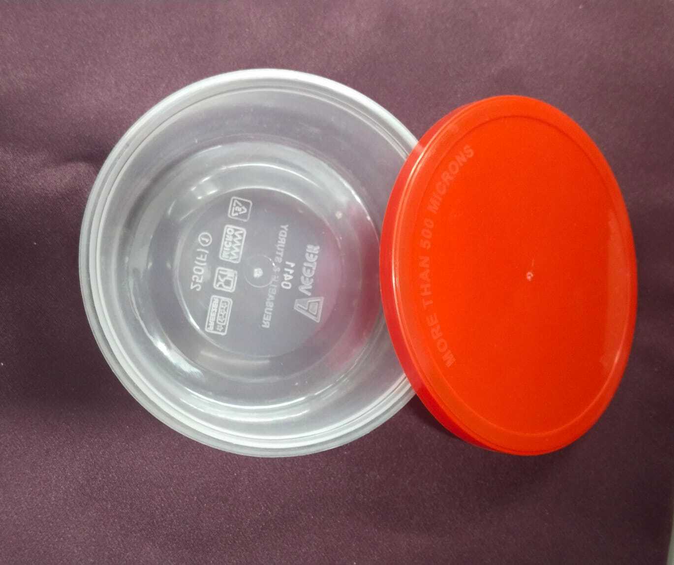 250gm Flate Container Set (0411) - Food-grade Polypropylene, 12x8 Cm, Transparent Blue Lid | Airtight, Leak-proof, Stackable, Microwave & Freezer Safe