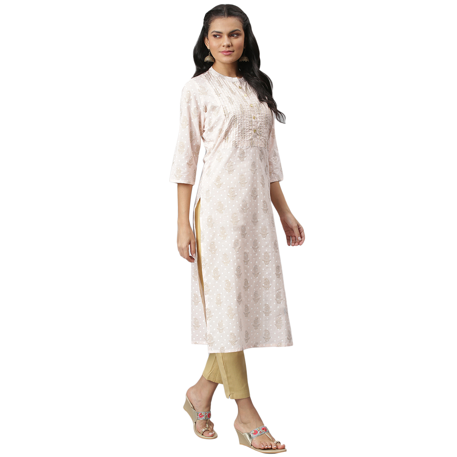 Women Designer Kurti - Cotton Fabric, Size S To Xxl, Pink Color | Quick Dry, Water Proof, Embroidered Pattern, 3-4th Sleeve, Trendy For Daily Wear And Parties