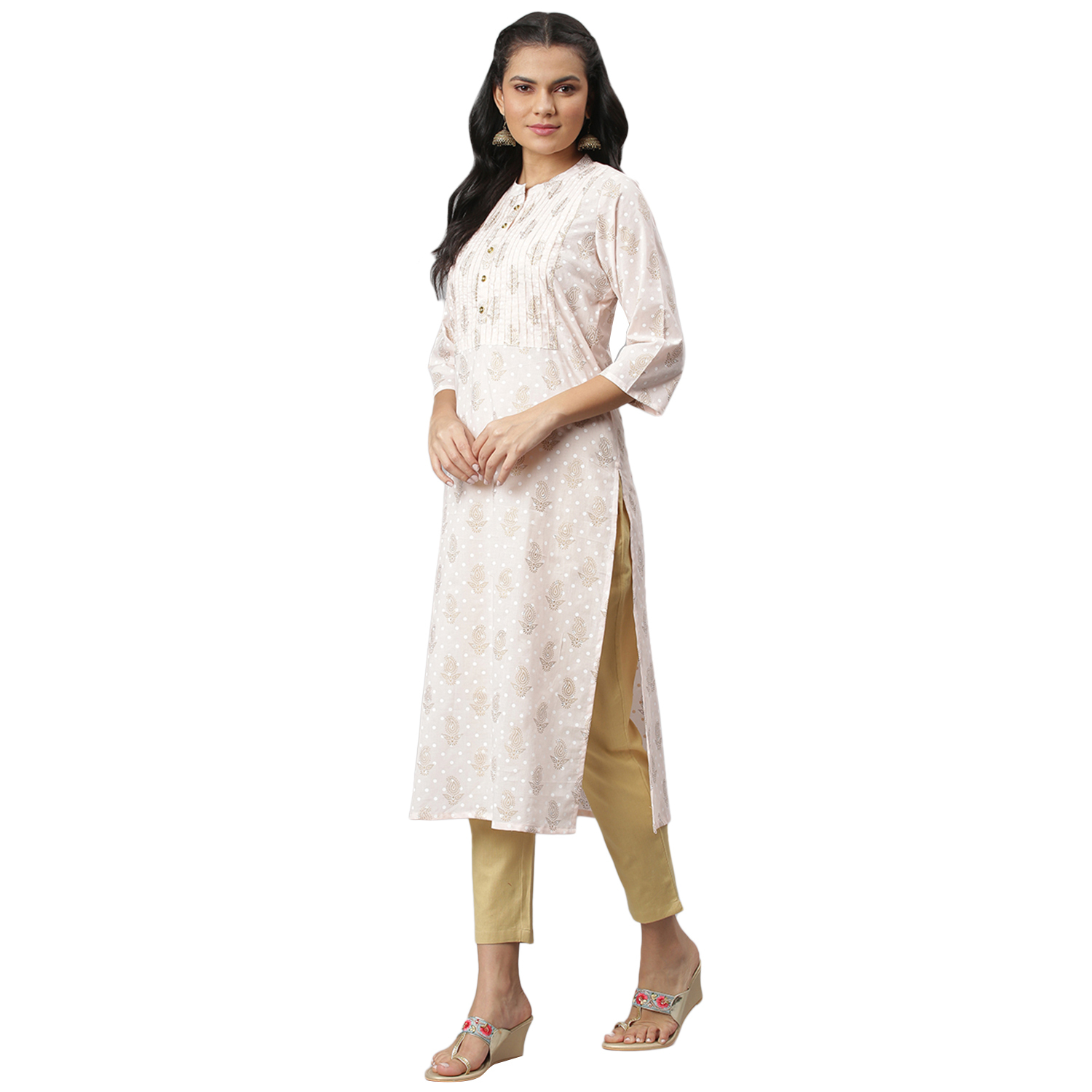 Women Designer Kurti - Cotton Fabric, Size S To Xxl, Pink Color | Quick Dry, Water Proof, Embroidered Pattern, 3-4th Sleeve, Trendy For Daily Wear And Parties