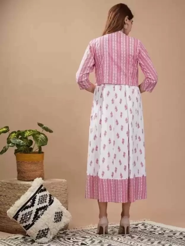 Anarkali Kurti Set - Rayon, M-l-xl-xxl Size, White And Pink Color | A-line Style, Comfortable Fit, Embroidered Design, Two-piece Set