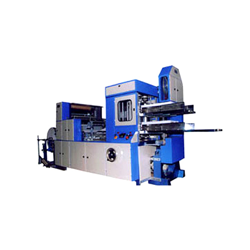 Automatic Paper Napkin Machine - Mild Steel, Single Size - Double Deck, Blue Color | Automatic Control System with Human Machine Interface, 3000kg Weight, Warranty Included