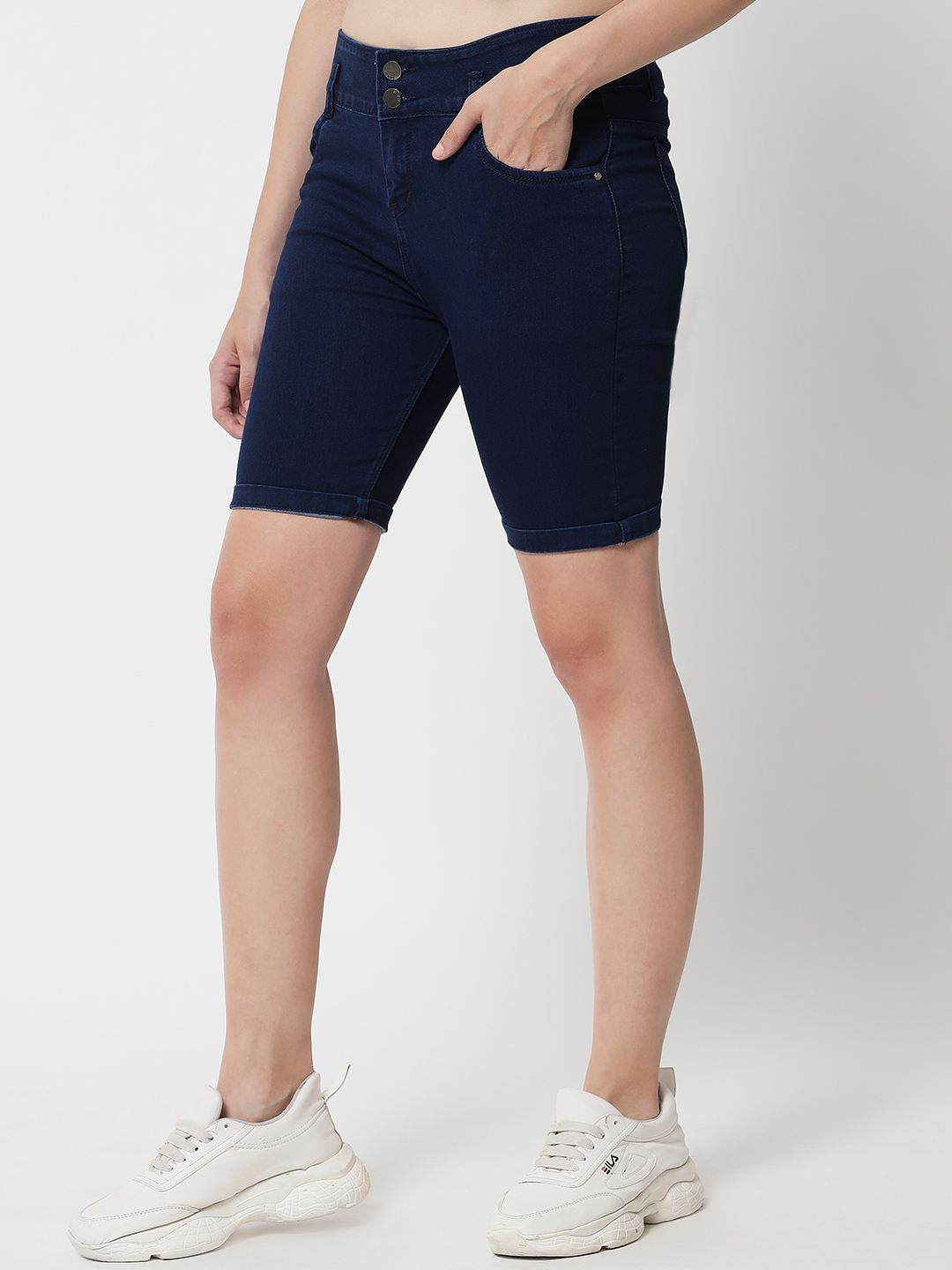 M Moddy 270hw Fray Hem Stretchable Skinny Fit Blue Denim Shorts For Women Age Group: >16 Years