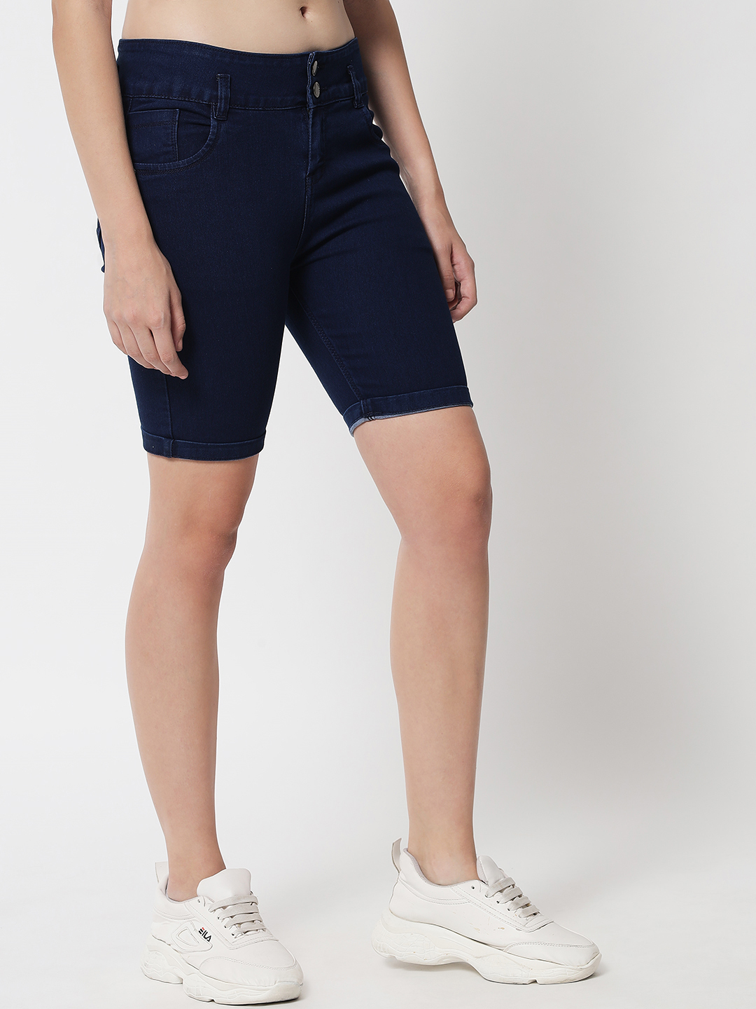 M Moddy 270hw Fray Hem Stretchable Skinny Fit Blue Denim Shorts For Women Age Group: >16 Years