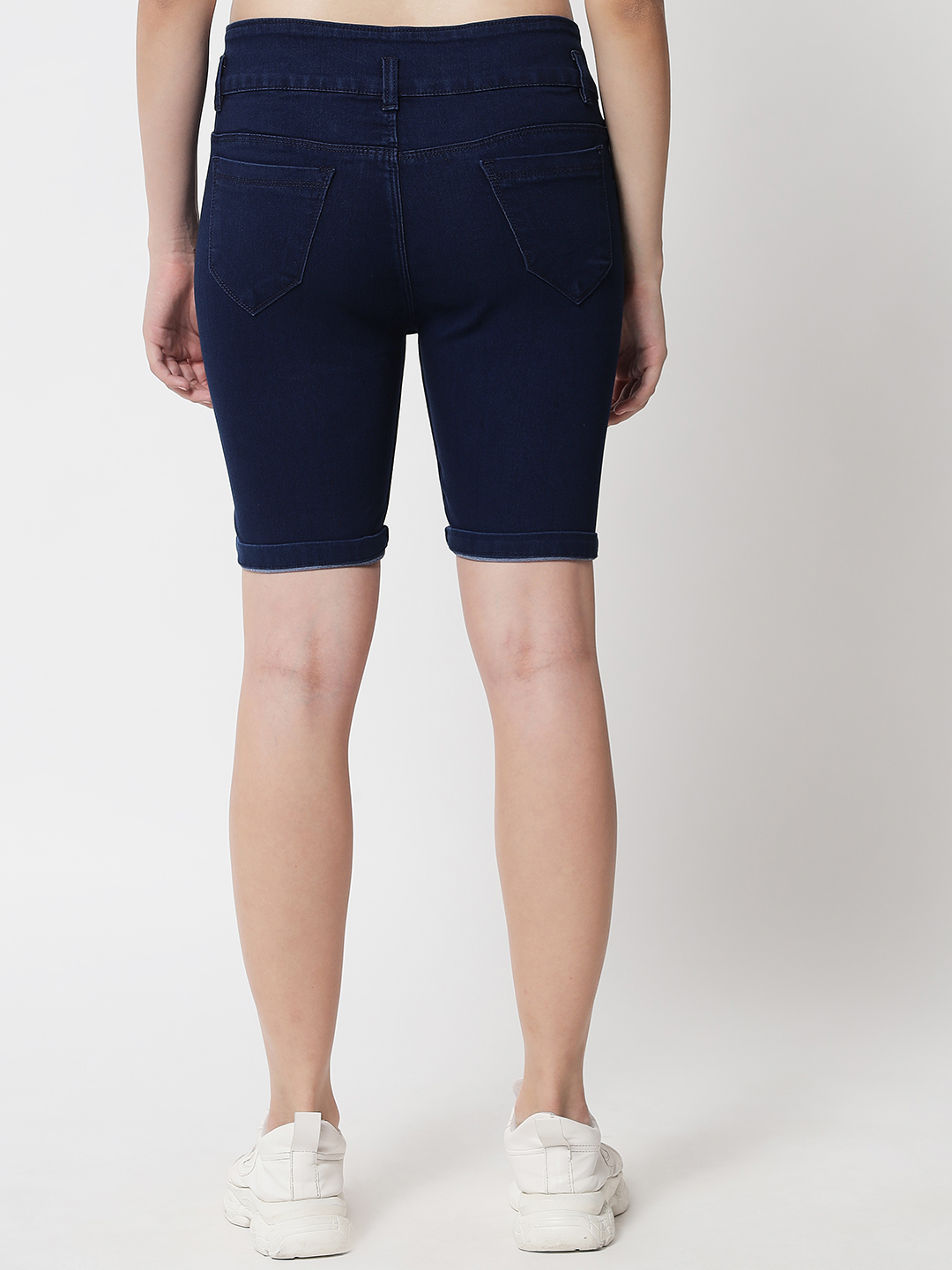 M Moddy 270hw Fray Hem Stretchable Skinny Fit Blue Denim Shorts For Women Age Group: >16 Years