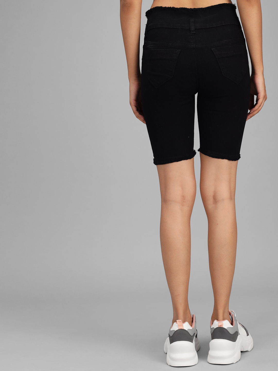 M Moddy 271 Black Fray Hem Stretchable Skinny Fit Denim Shorts For Women - Denim Material Sizes 28-30-32 Available In Black Grey Dark Blue Light Blue Blue | Perfect For Stylish Summer Outfits