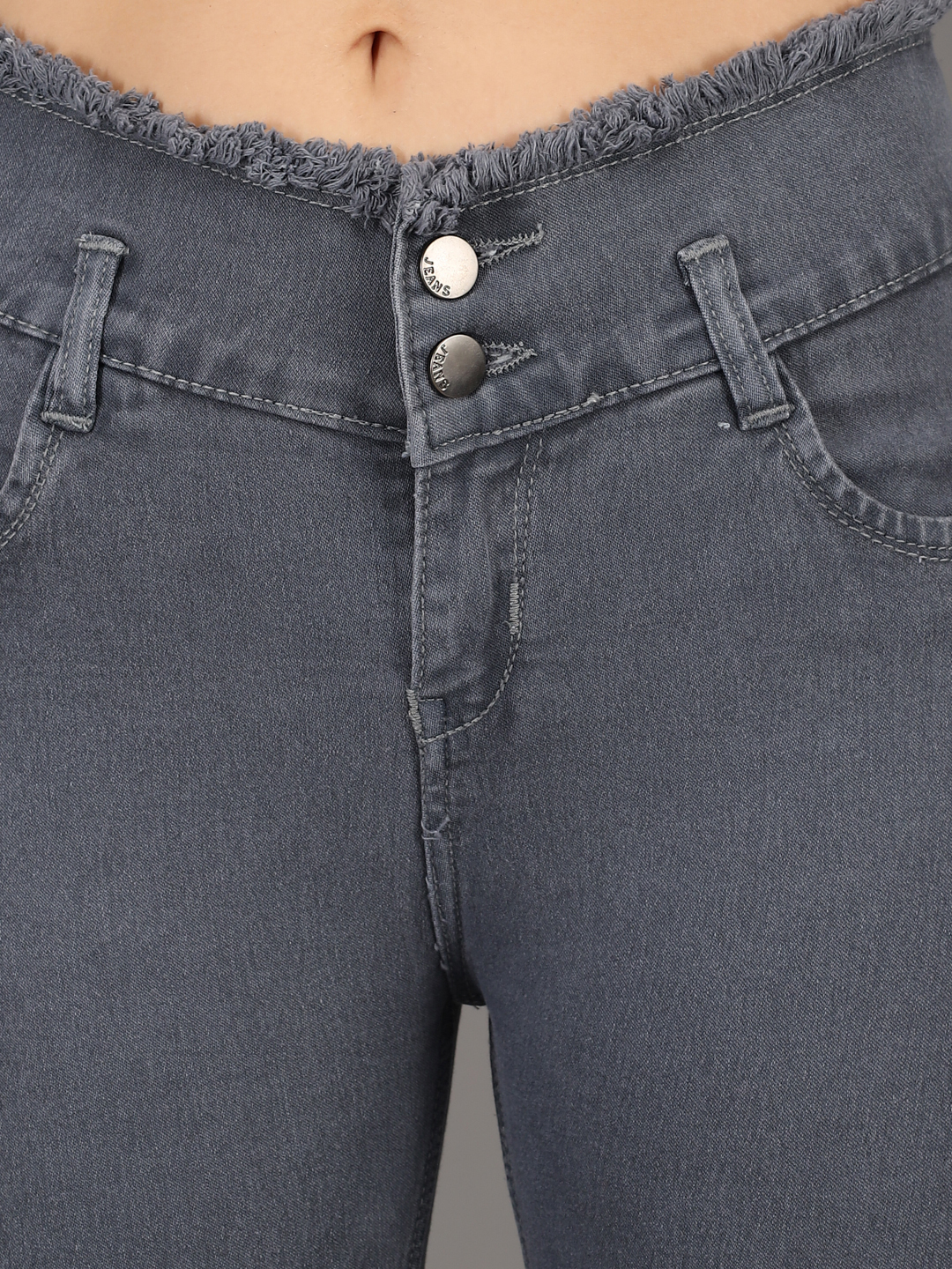 M Moddy 271 Grey Fray Hem Stretchable Skinny Fit Denim Shorts For Women - Denim Material Waist Sizes 28-30-32 Dark Grey Color Summer Collection