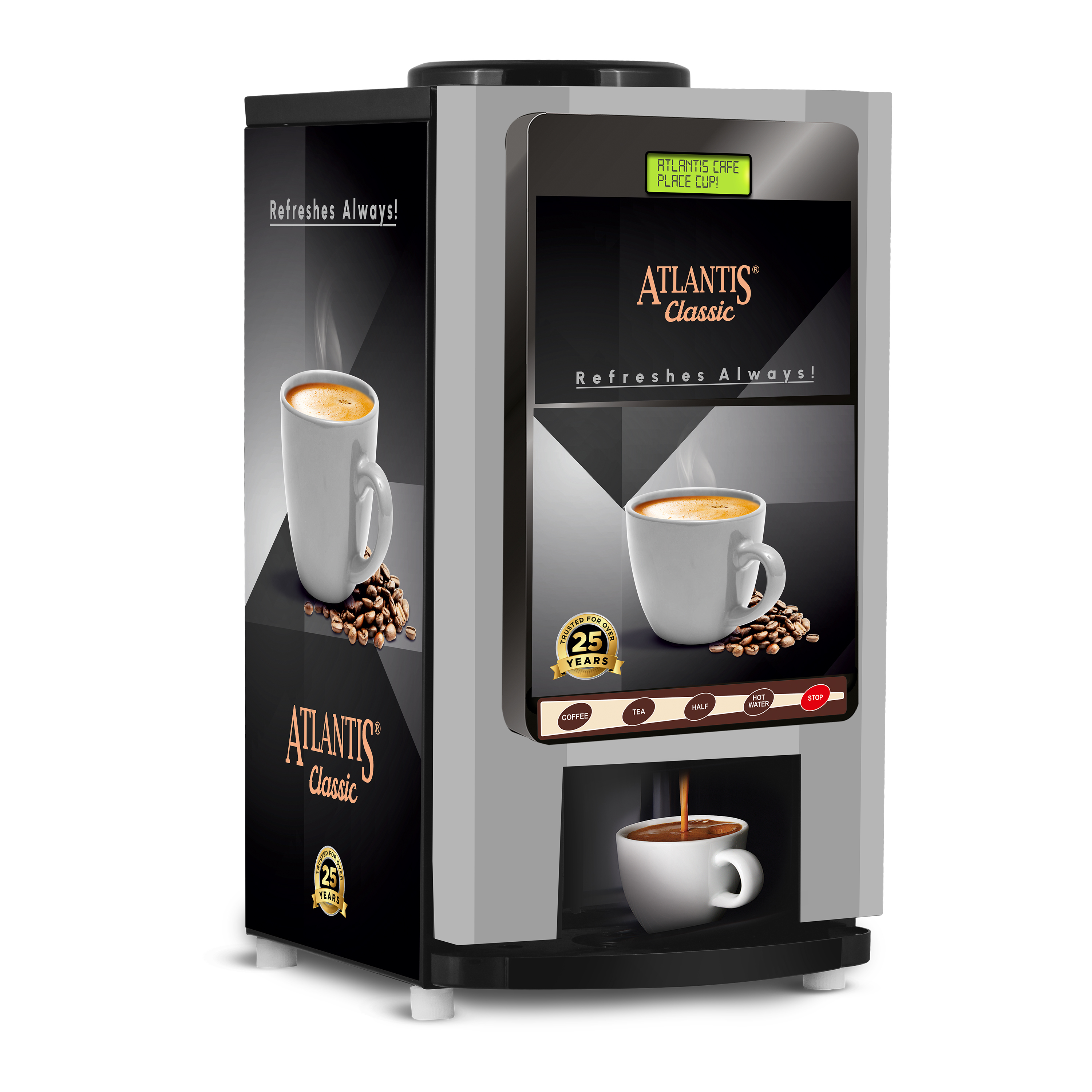 Atlantis Classic 2 Lane Tea And Coffee Vending Machine -2 Ltrs Tank - Power: 700 Watt (W)