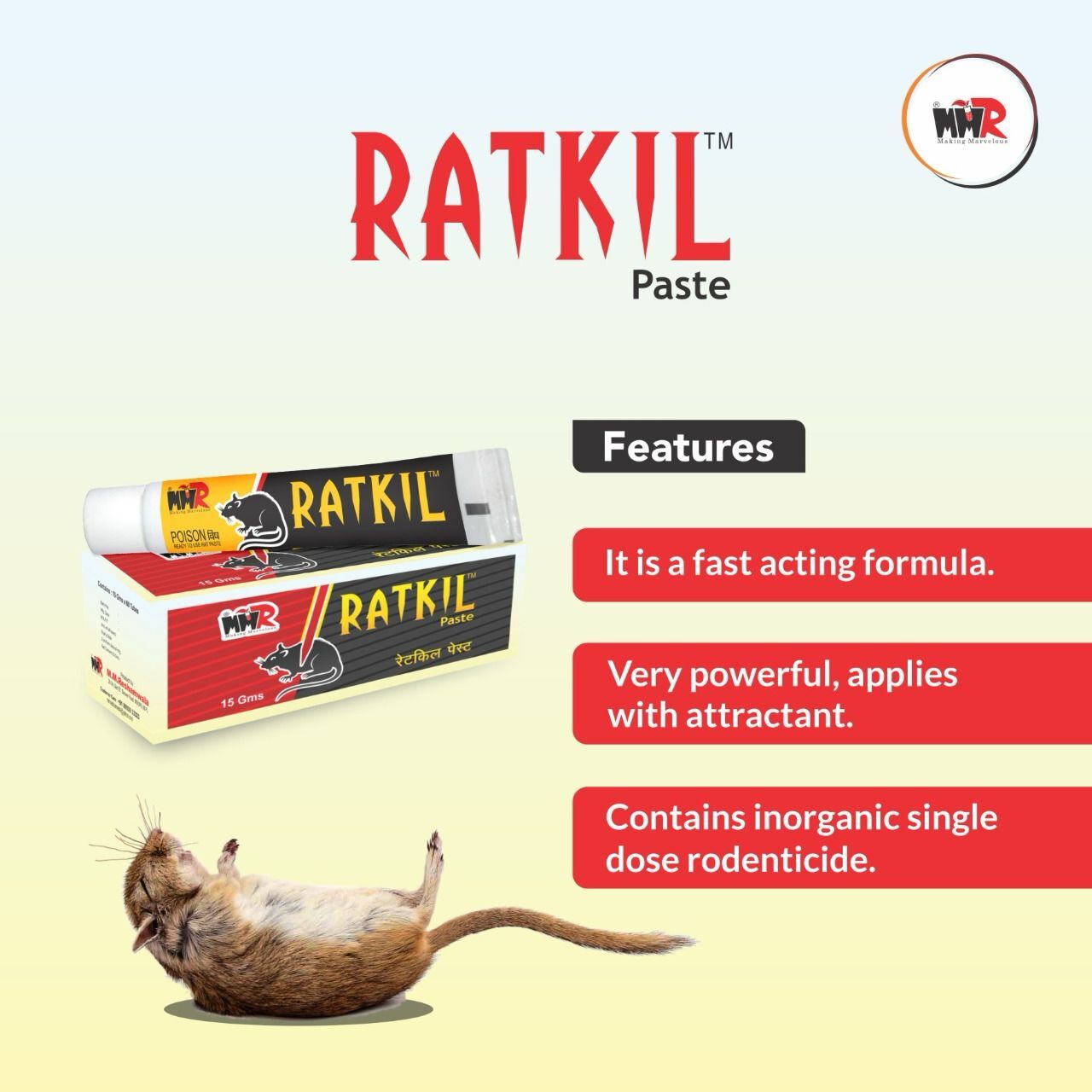 Ratkil Paste - 15gm & 35gm Yellow Phosphorus 3% | Industrial Rat Killer, Manual Power Source