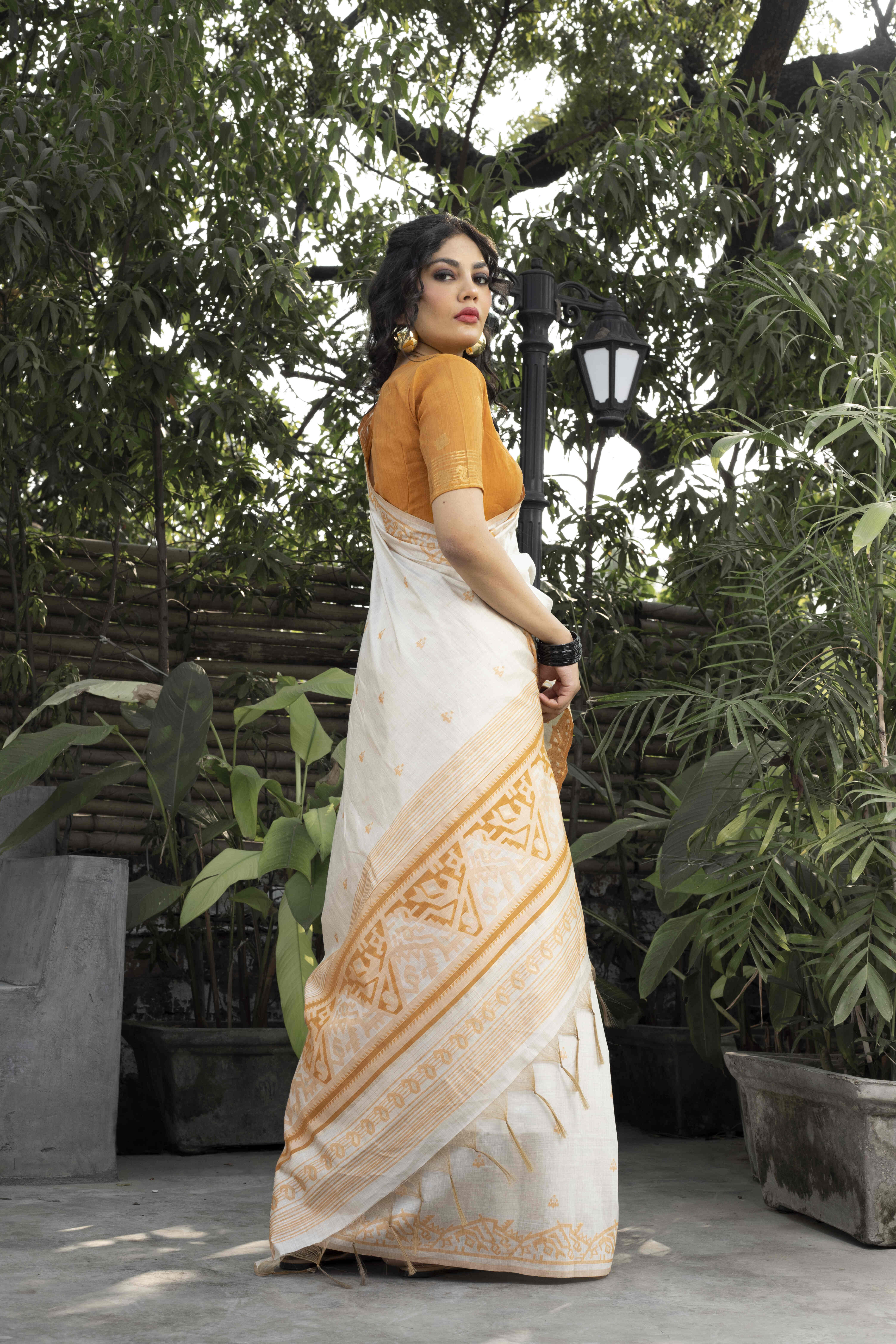 Mustard Jamdani - Material: Cotton