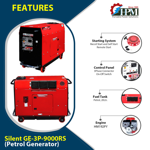 3 Phase Petrol Portable Generator Recoil And Self Start Model Silent Ge-3p-9000rs Engine Type: Single