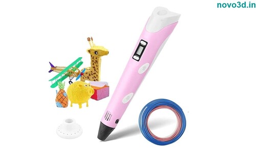 3D Printer Pen - 0.7mm Nozzle, Plastic Shell, PLA 1.75mm, 180-220°C Heating Range | Adjustable Spinning Speed, LED Display, Refreshing Pink Color