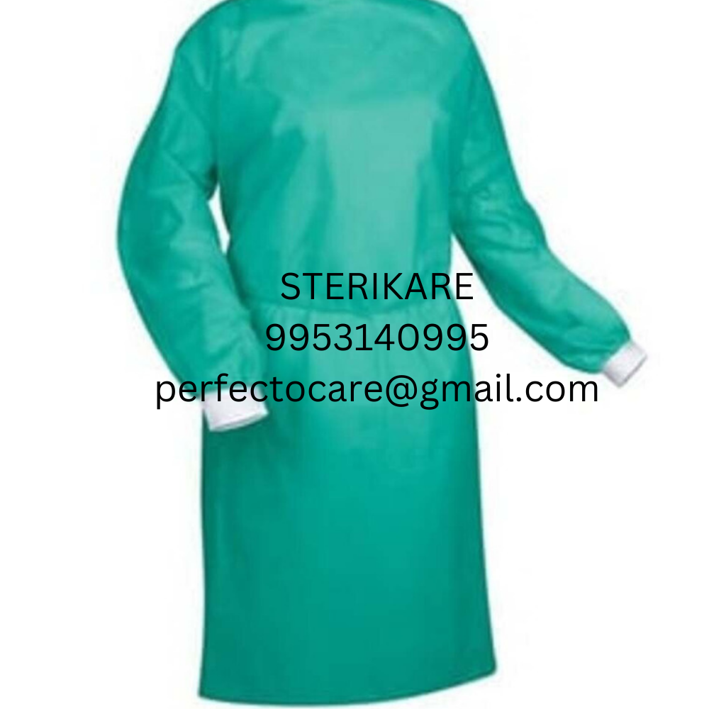 Disposable Surgeons Gown - Spunlace Fabric, Various Sizes, Sky Blue Color, Round Collar | High Tear Strength, Color Fastness, Custom Options Available