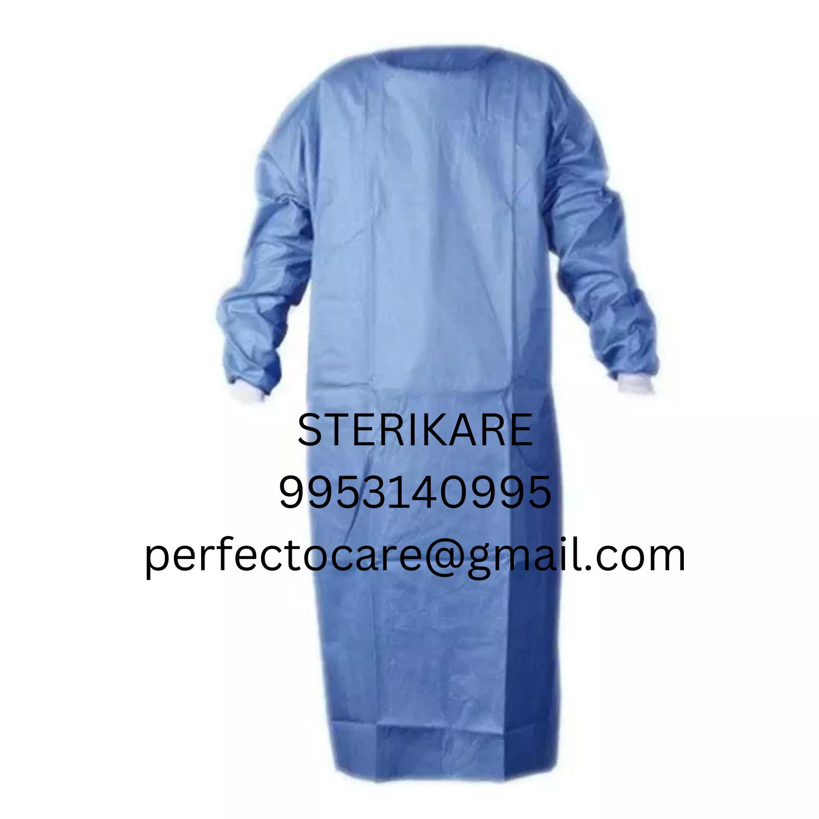 Disposable Surgeons Gown - Spunlace Fabric, Various Sizes, Sky Blue Color, Round Collar | High Tear Strength, Color Fastness, Custom Options Available