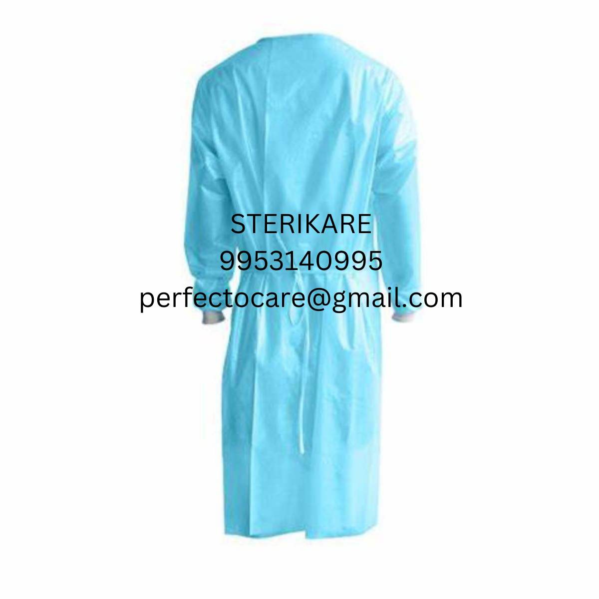 Disposable Surgeons Gown - Spunlace Fabric, Various Sizes, Sky Blue Color, Round Collar | High Tear Strength, Color Fastness, Custom Options Available