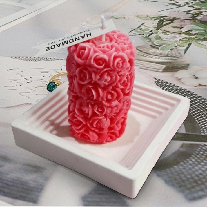 Rose Candle - Paraffin Wax, Variable Dimensions, Pink Color | 3d Cylinder Design, Floral Scent, Ideal For Home Dã©cor & Special Events