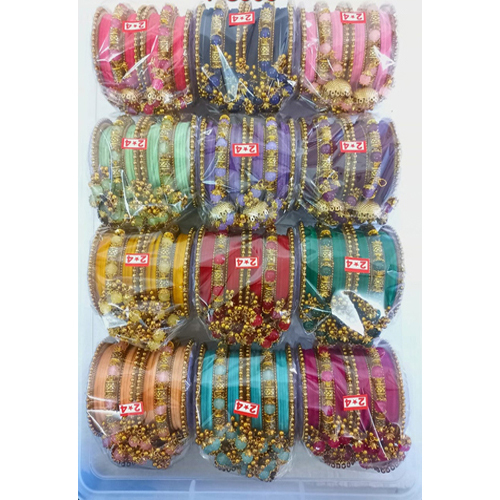 Jhumka Bangles Set - Porcelain with Crystal Stones | Elegant Design for Modern Women, Suitable for Casual and Formal Wear