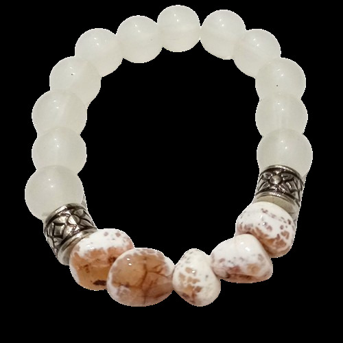 Stone Bracelet - Porcelain with Rhinestones | Modern Fashion Accessory for Sophisticated Women