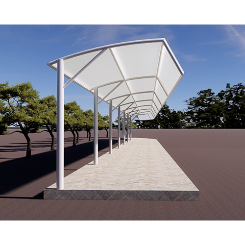 Bus Stop Tensile Structure Shed - Steel Roof, Pu Panel, Concrete Floor | Sliding Window For Ventilation, Various Color Options Available