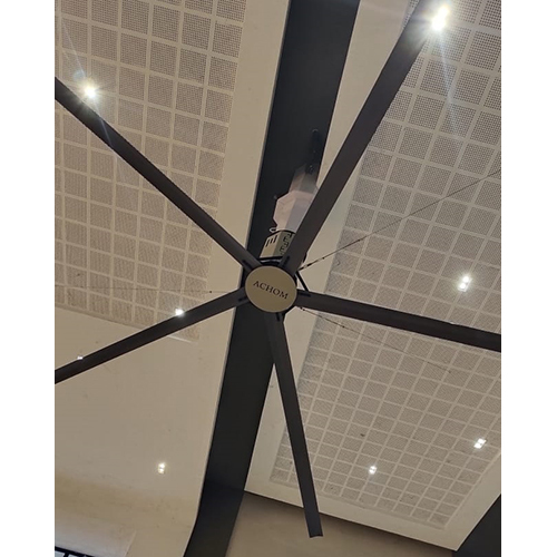 24 Ft Geared Hvls Fan - Aerodynamic Aluminum Alloy Blades, 1.5 Kw Power | Safety Guy Cables, Variable Speed Control, Low Noise Under 65 Db