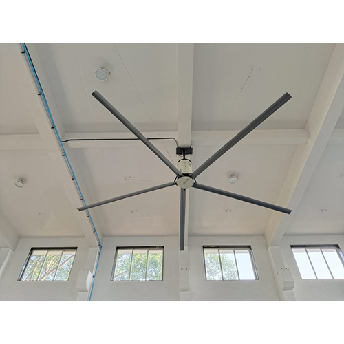 24 Ft Geared Hvls Fan - Aerodynamic Aluminum Alloy Blades, 1.5 Kw Power | Safety Guy Cables, Variable Speed Control, Low Noise Under 65 Db