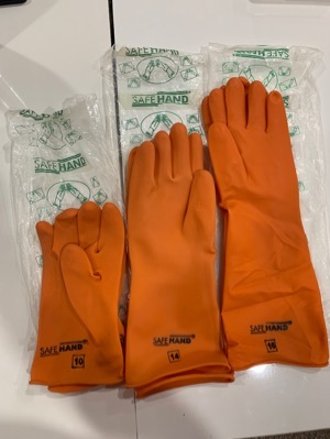 Acid Alkaline Gloves - Rubber Material, Full Finger Style, Orange Color, Plain Pattern | Acid Resistant Design with Durable Lining