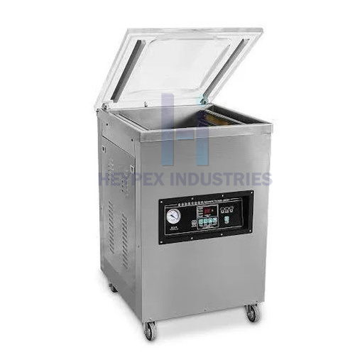 Single Chamber Vacuum Packaging Machine - Mild Steel, 525x525x75 mm, Silver | Semi-Automatic, 220V, 500W, Warranty Included
